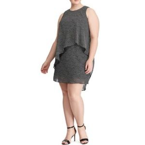 Dot Print Layered Georgette Dress | Size 14W